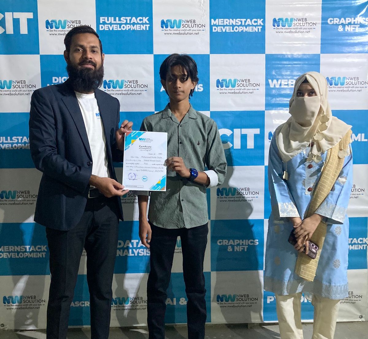 A proud certification ceremony led by Muhammad Bilal Shamshad, CEO of Nweb Solution, recognizing the dedication and achievements of students who successfully completed their professional training programs. At Nweb Solution, we believe in empowering learne